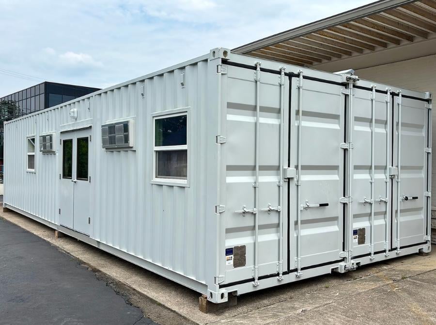 double-wide container structure assembled on-site