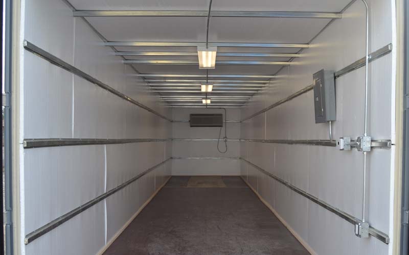 interior shipping container with Styrofoam insulation