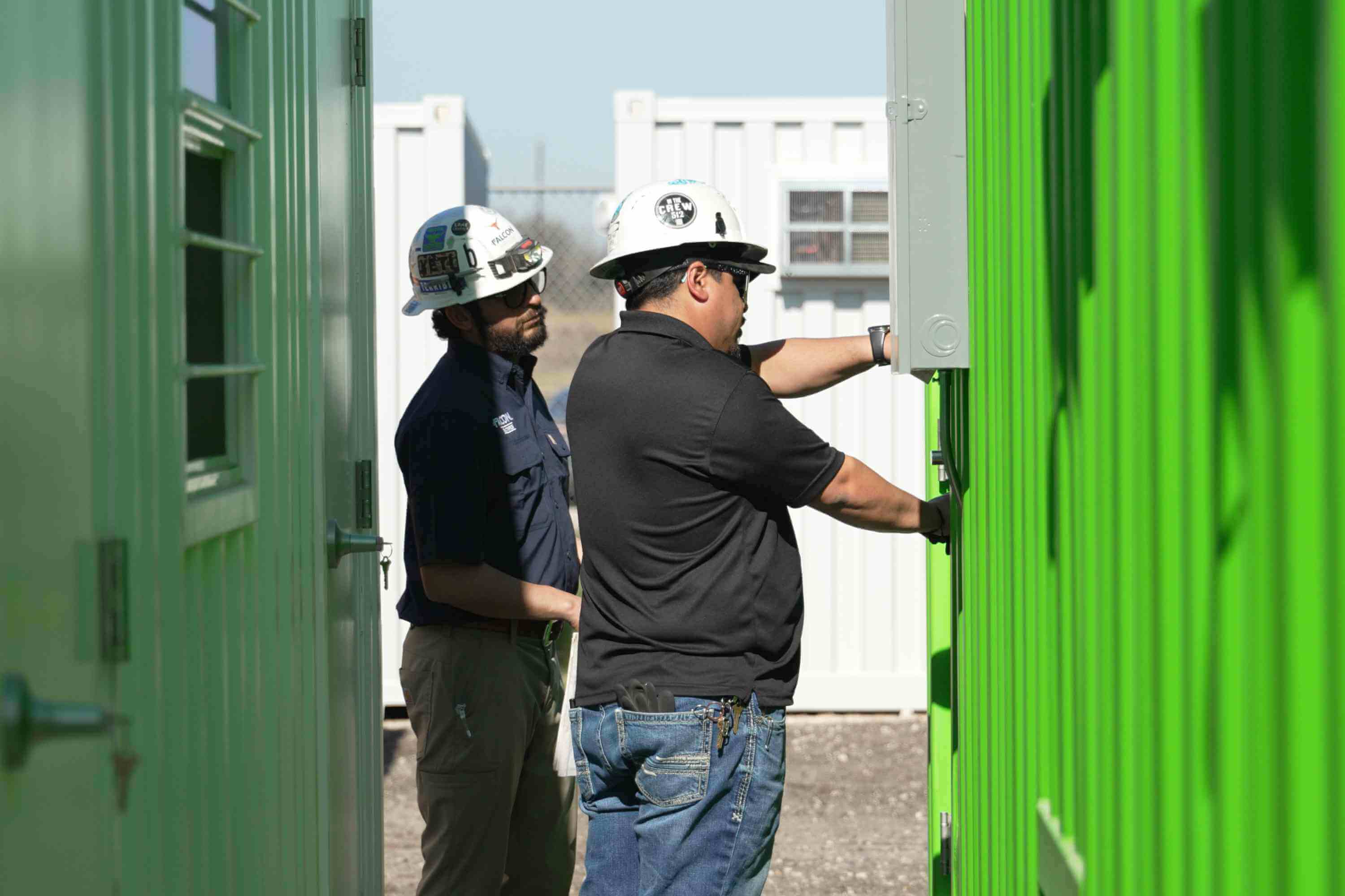 Quality analyst inspecting modified shipping container