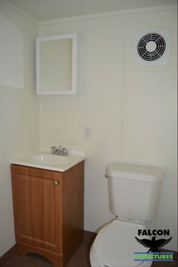 Interior of office with bathroom configuration