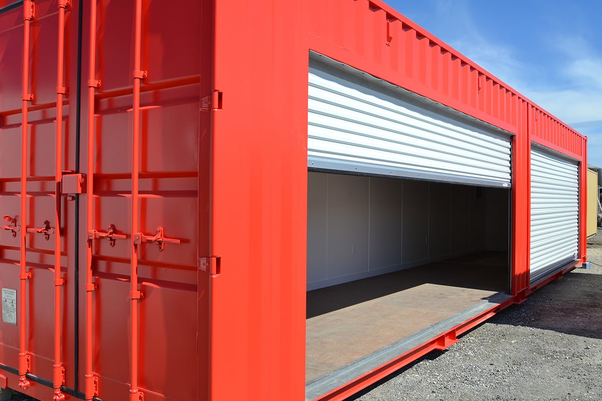 red-containe-door-half-open