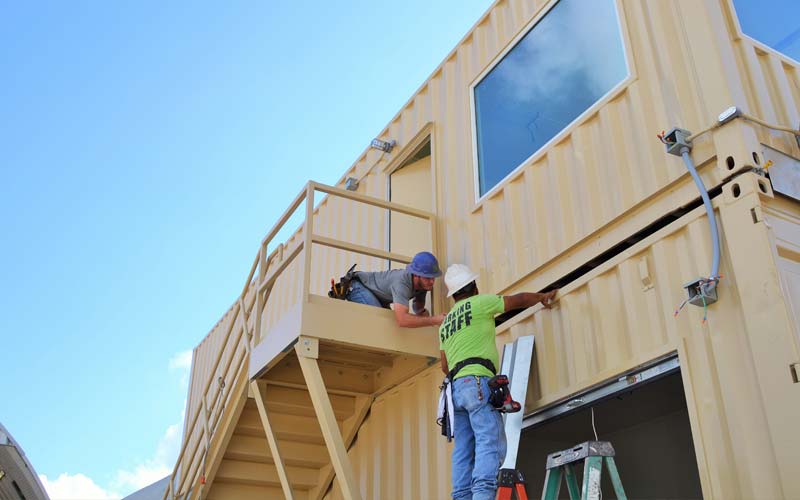 multi-unit shipping container structure set up