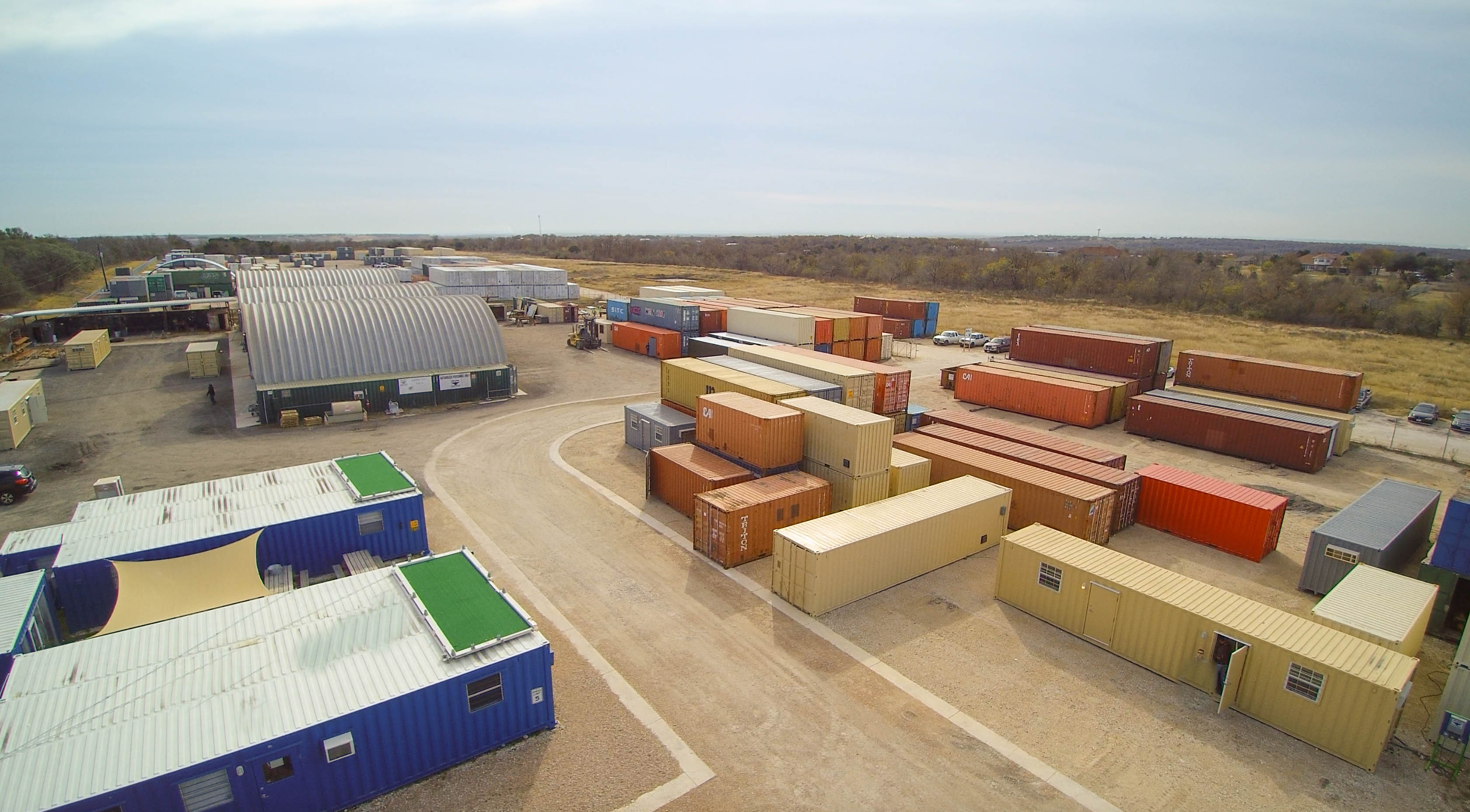 Aerial shot of Falcon Structures' facility.