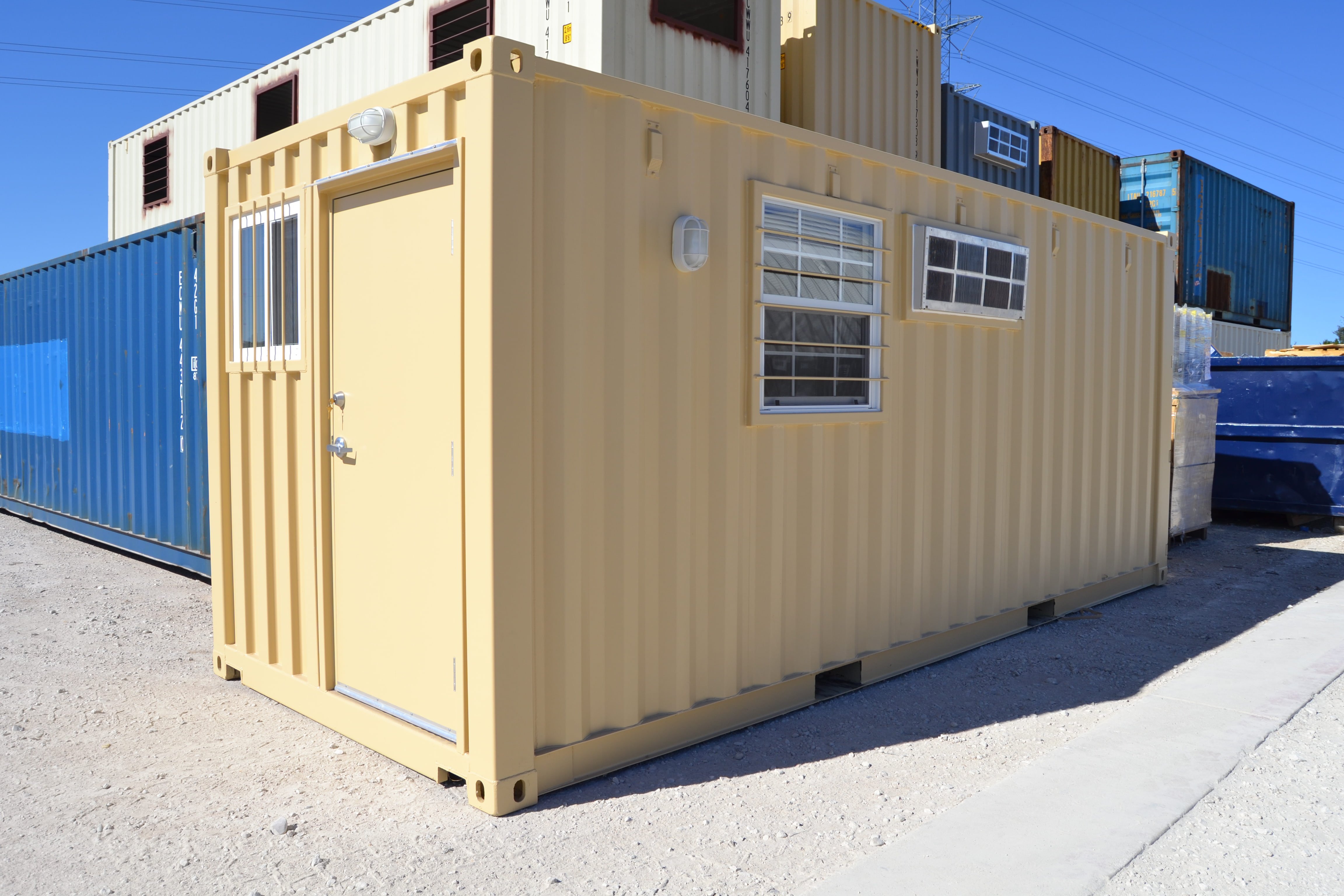Shipping containers are a safe and professional option for real estate sales offices available in 20 foot and 40 foot configurations our ground level