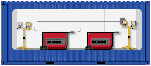 Illustration of ISO container used to store machinery.