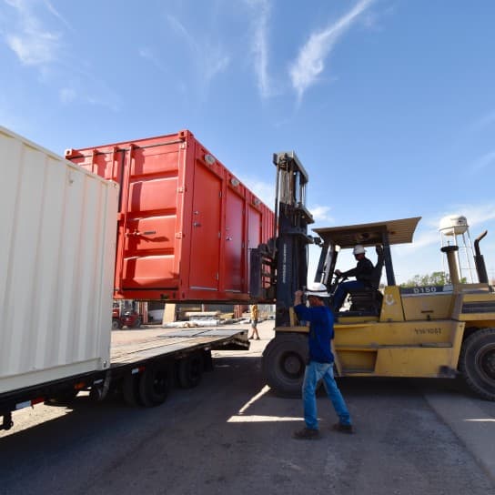 forklift loading containers
