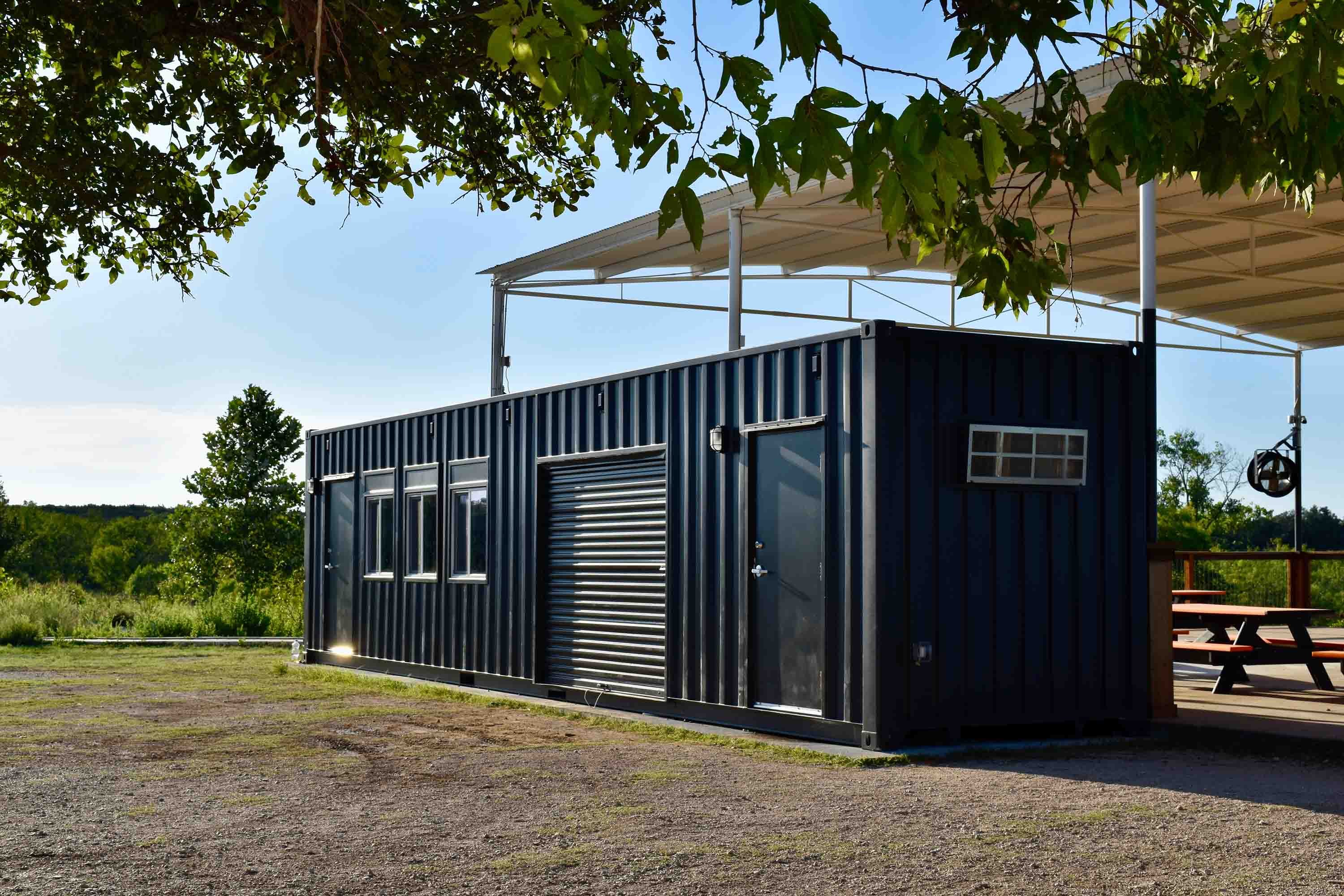 modified shipping container at youth camp