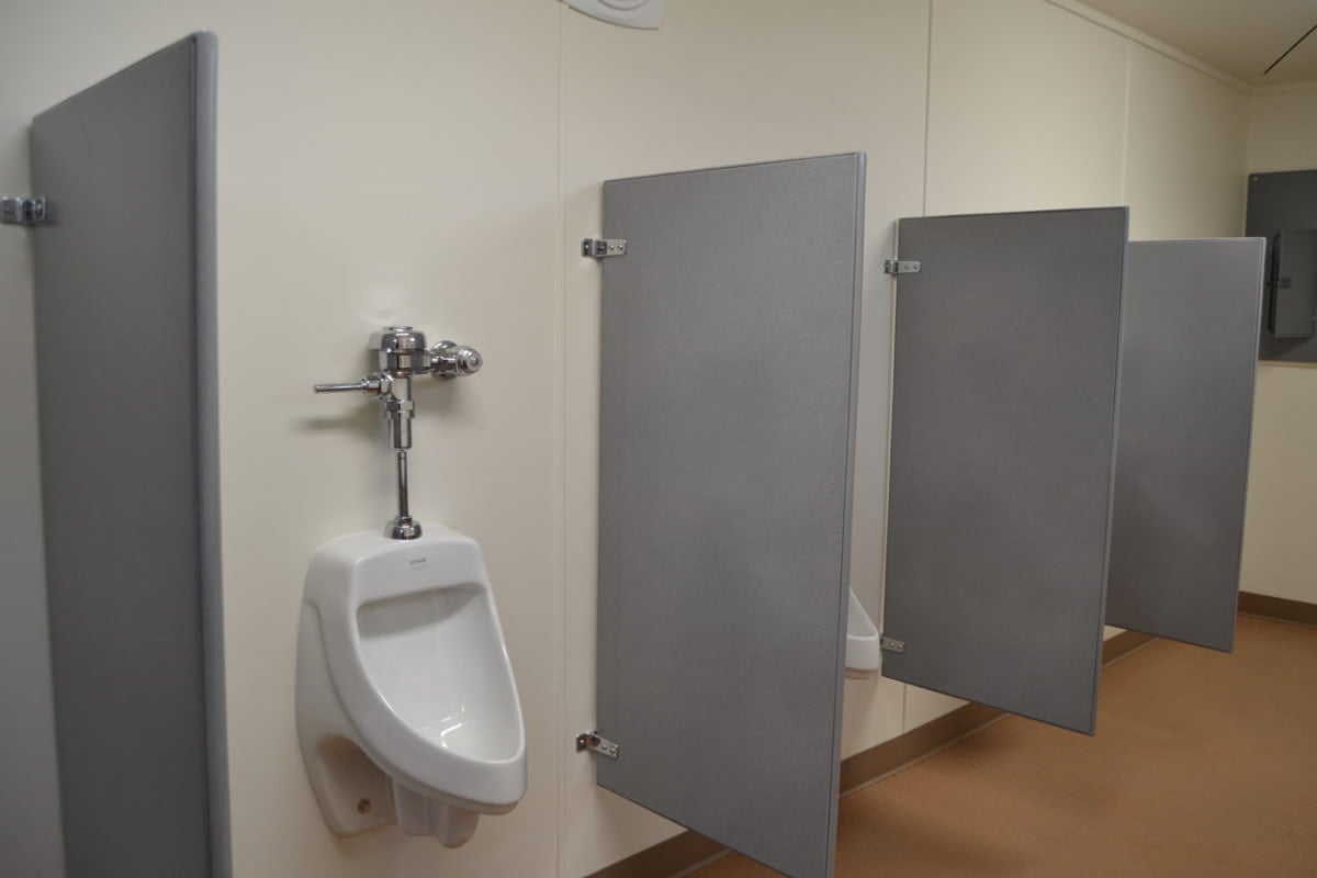 Urinals inside of a portable restroom