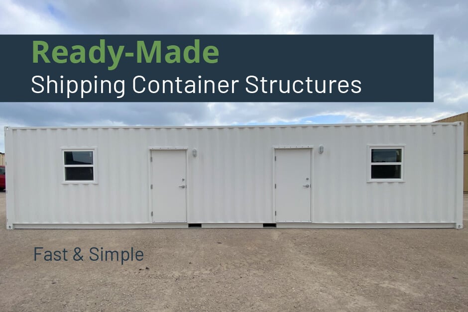 shipping container inventory storage with door open