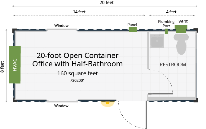 20-Foot Office with Half-Bathroom Floor Plan