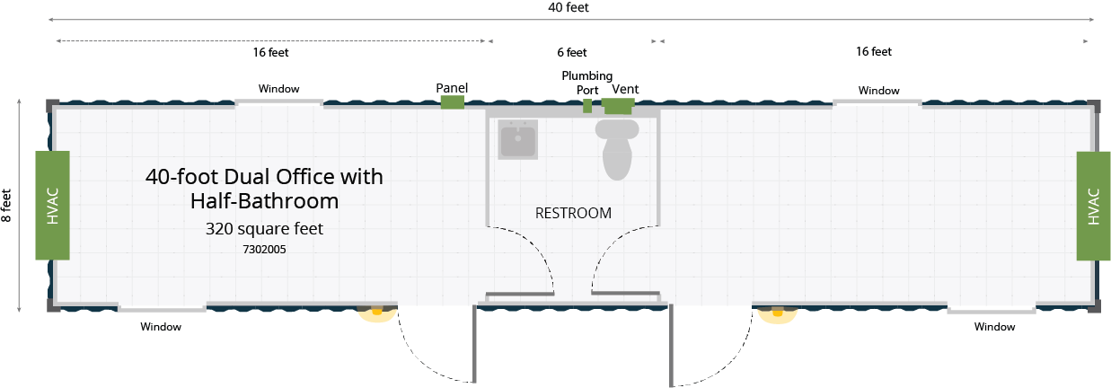 40-Foot Dual Office with Half-Bathroom Floor Plan